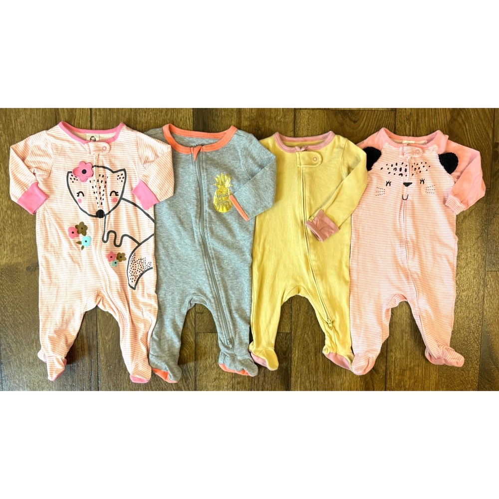 Baby Sleepers Girl 0-3 Months Rompers Sleep N Play Outfits Zippered Footies Fox
